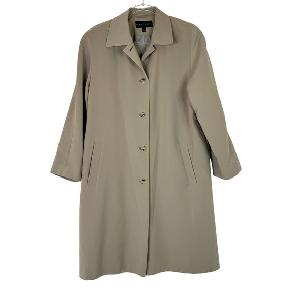 Gallery | Beige 100% Polyester Trench Coat w/ Belt Machine Wash Womens Large - Picture 1 of 9